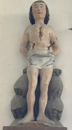 Statue polychrome de Saint Sébastien percé de flèches